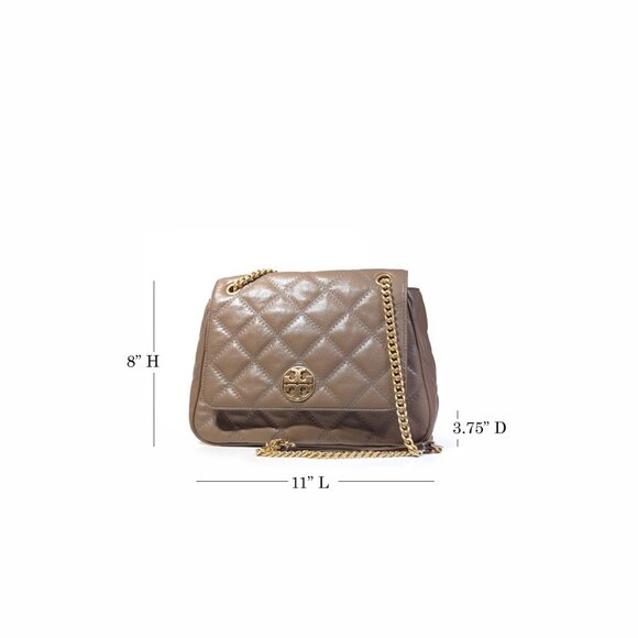 Tory Burch Quilted Taupe/Brown Shoulder Bag - Picture 9 of 9